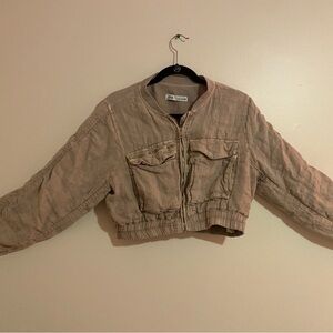 Zara Women's Beige Bomber Jacket
